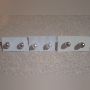 3 Pair of Stud Pierced Earrings